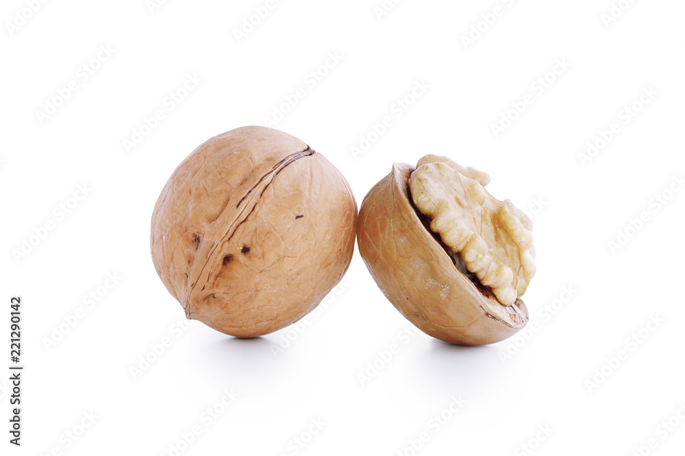 beautiful walnuts isolated on white background beautiful walnuts isolated on white background