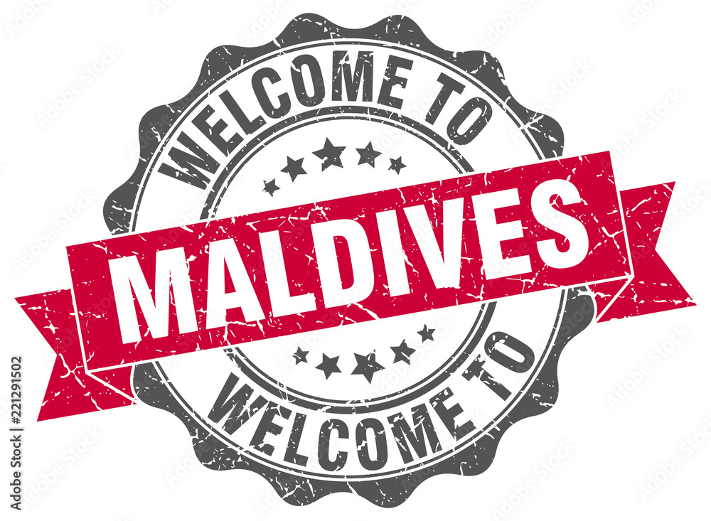 Fototapeta premium Maldives round ribbon seal