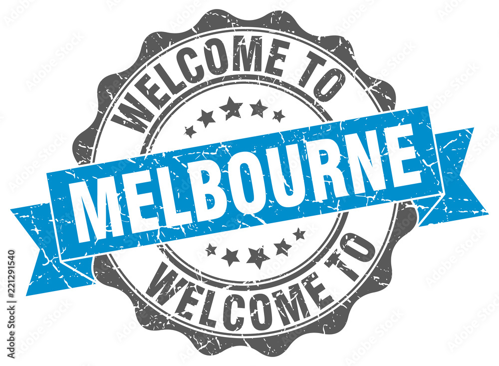 Obraz premium Melbourne round ribbon seal