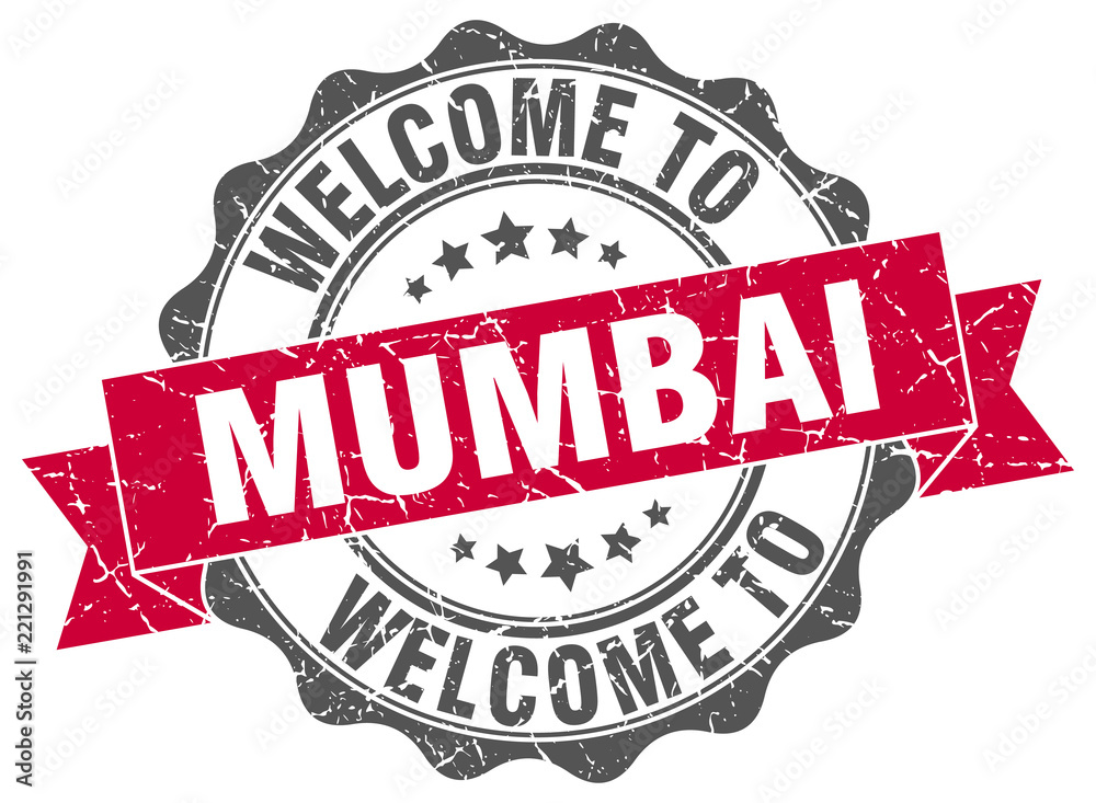 Fototapeta premium Mumbai round ribbon seal