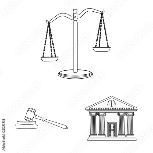Vector illustration of law and lawyer sign. Set of law and justice stock symbol for web.