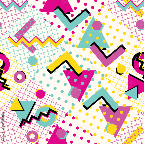 Colorful abstract 80s style seamless pattern