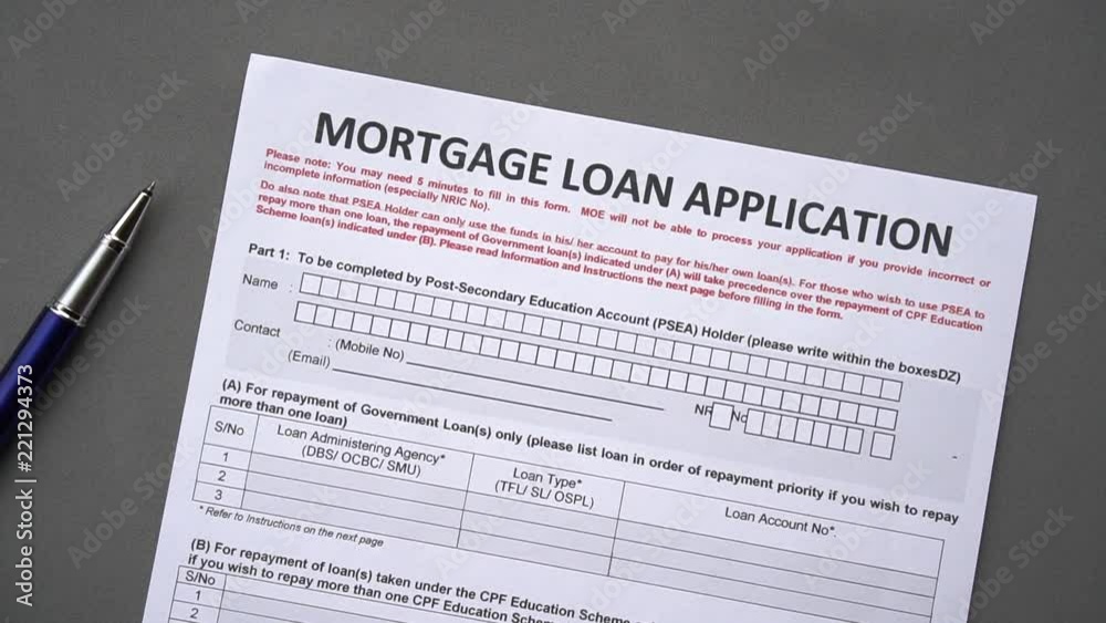 Mortgage loan application form