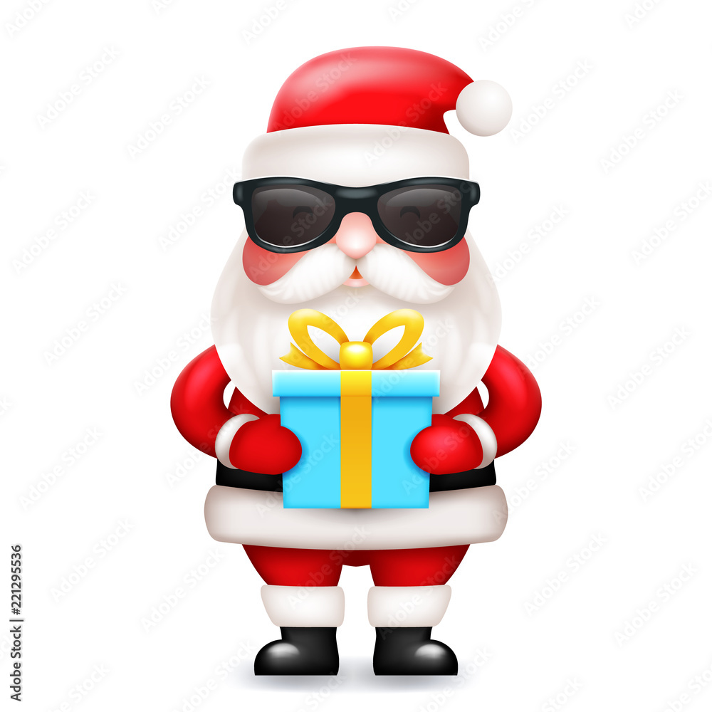 Secret Santa Claus gift box present cute 3d cartoon character icon isolated  vector illustration Stock Vector | Adobe Stock
