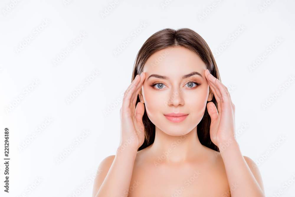 Front close up portrait of beautiful attractive with perfect ide Front close up portrait of beautiful attractive with perfect ide