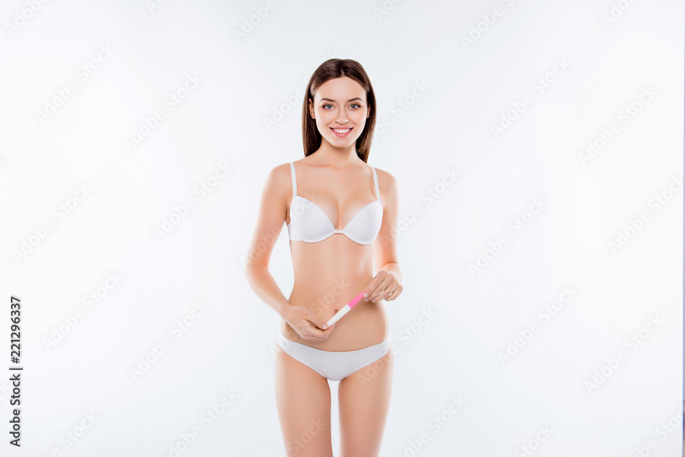 Fototapeta premium Gynecology maternity motherhood intimacy two strips concept. Por