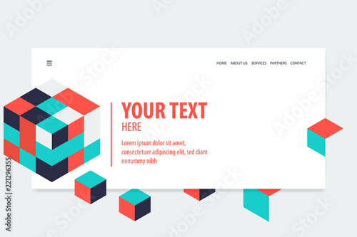 Minimal creative isometric web banner 