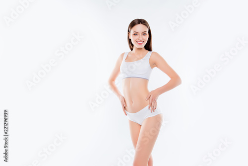 Very slim girl, 17, wearing white clothing, Stock Photo, Picture And Rights  Managed Image. Pic. IBR-949085