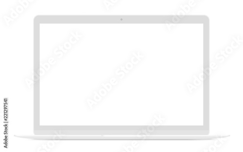 Realistic thin white laptop ultrabook mock up vector illustration.