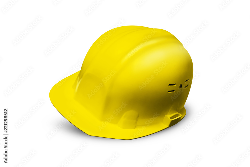 Fototapeta premium Green Plastic safety helmet isolated on white background