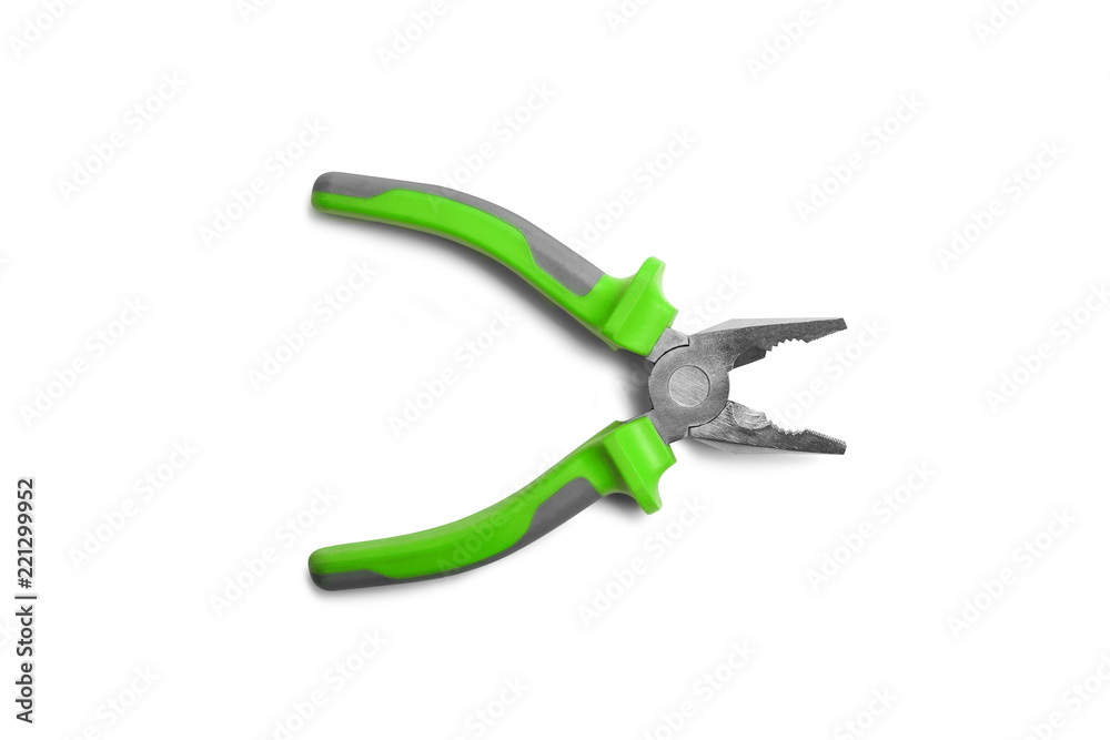 Pliers green and gray color isolated on white Pliers green and gray color isolated on white