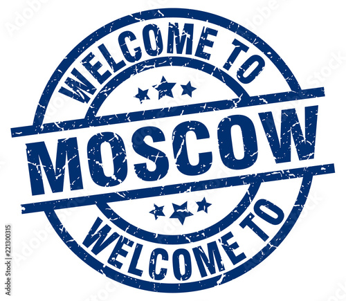 welcome to Moscow blue stamp