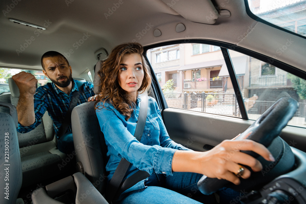 Rude passenger in a taxi car