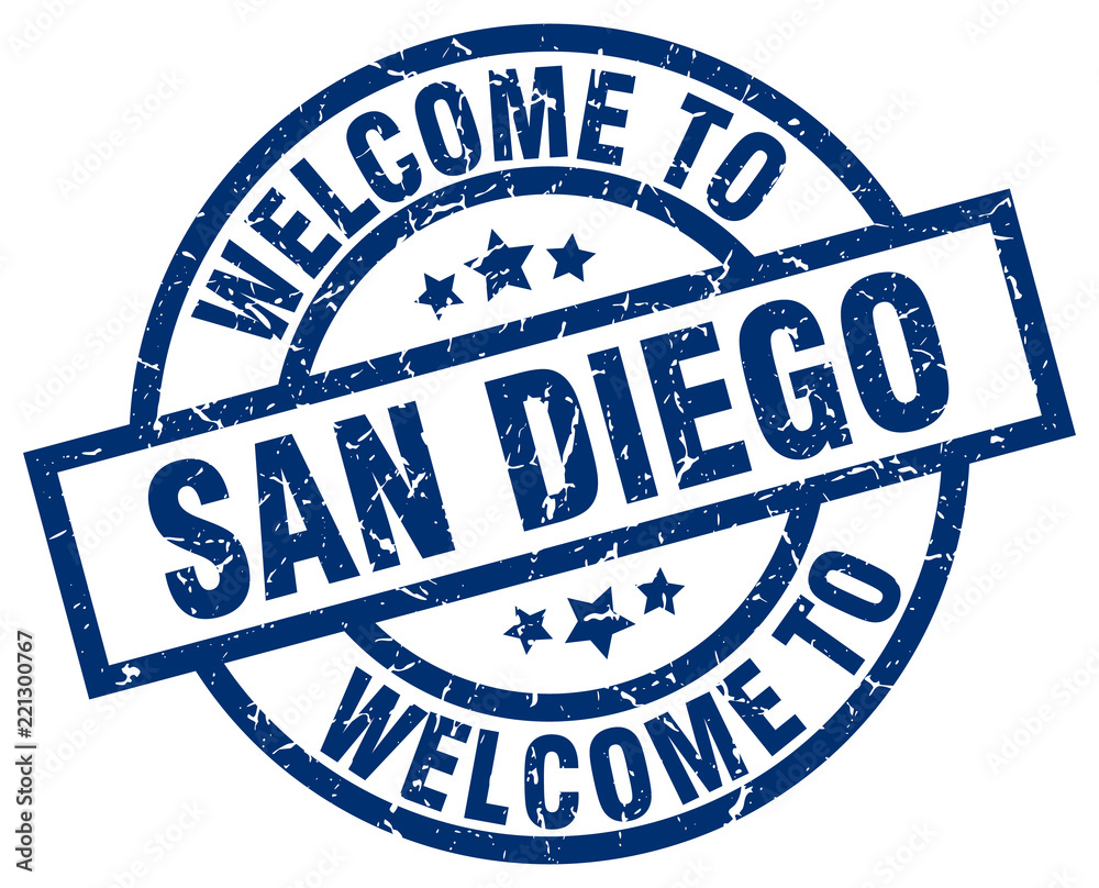 welcome to San Diego blue stamp welcome to San Diego blue stamp