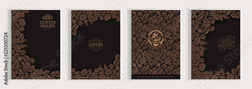Coffee beans cover design set