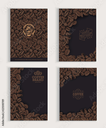 Coffee beans cover design set