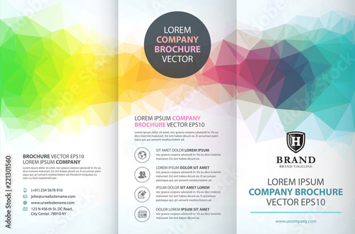 Abstract colorful geometric trifold brochure design template