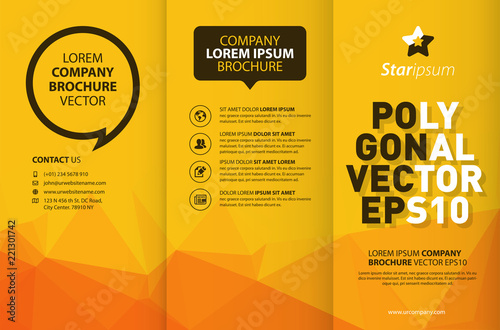 Abstract yellow geometric trifold brochure design template