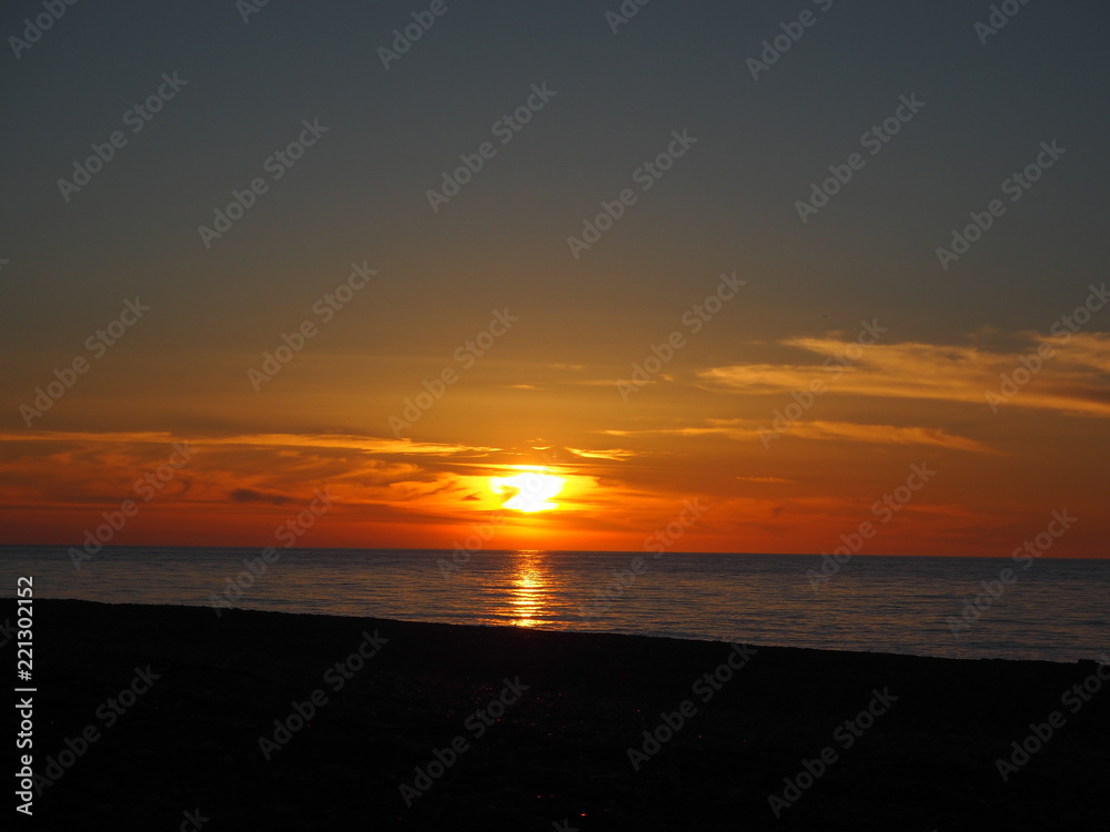 sunset at the black sea coast in Georgia