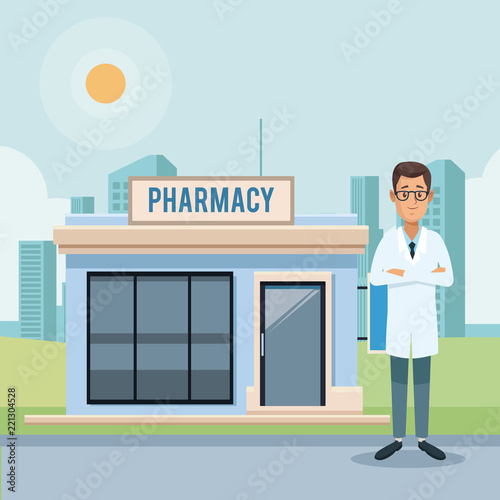 Pharmacy store and doctor