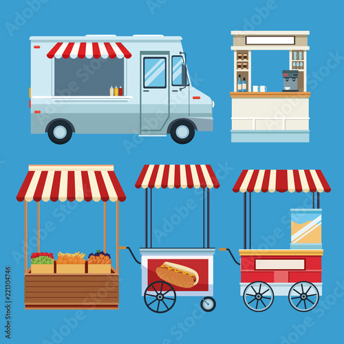 Set of food stands