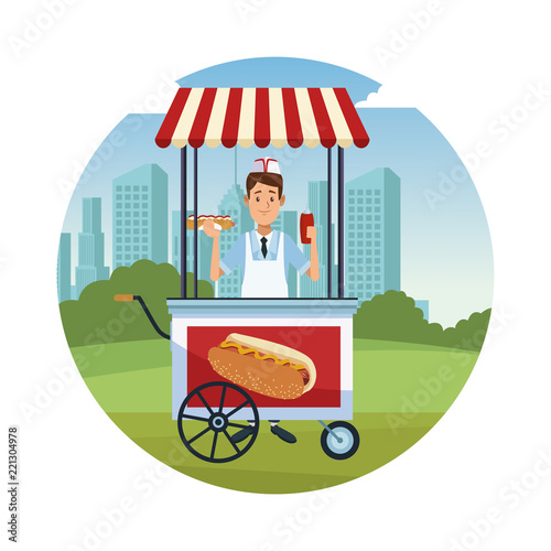 Hot dog stand cartoon