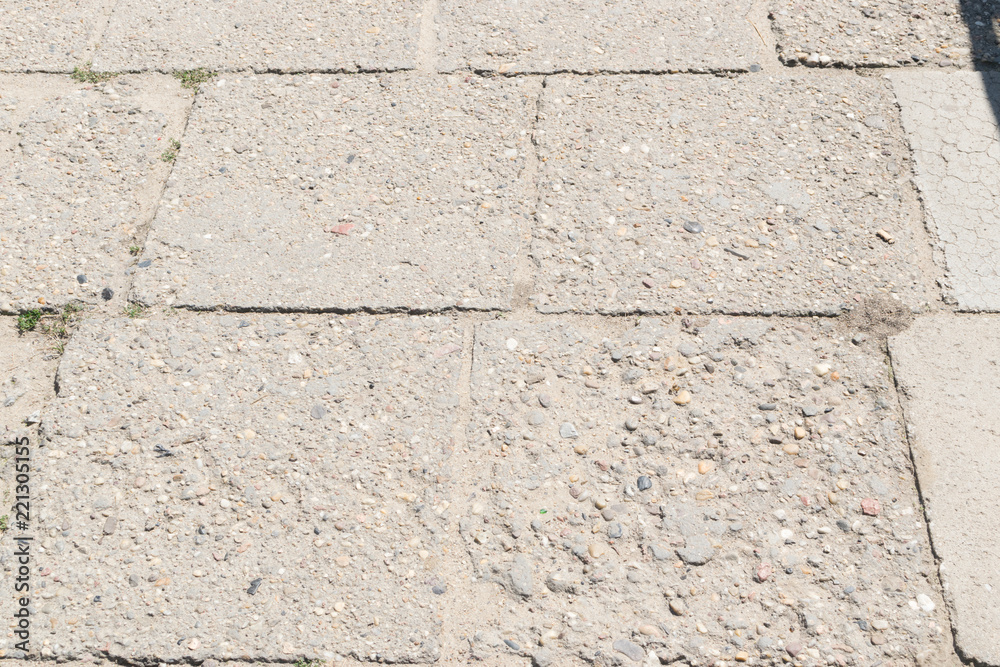 Fototapeta premium Grey Old Stone Pavement Top View or Granite Cobblestone Road