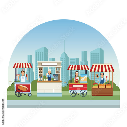 Food booth and shops photo