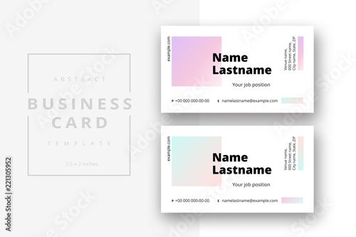 Trendy minimal abstract business card template in pink color. Modern corporate stationery id layout with geometric pattern. Vector fashion background design with information sample name text.