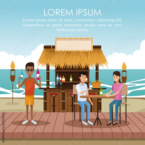 People at kiosk beach