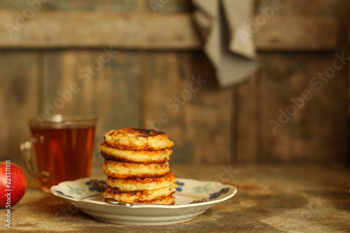 pancakes. breakfast and coziness. food background. top view and copy space