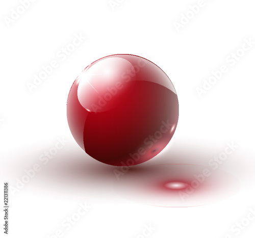 Shiny red ball vector. Transparent vector object for design, layout