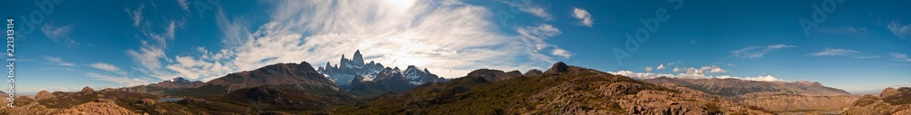 Panoramique complète (360°) Monte Fitz Roy, El Chalten, Argentina