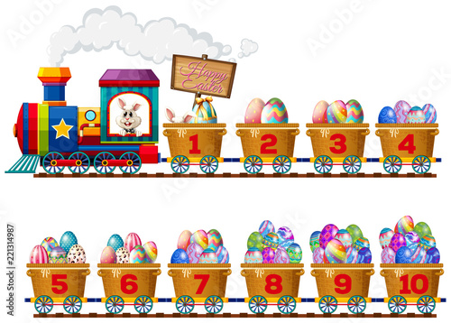 An easter bunny on number train