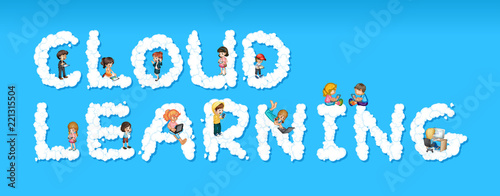 People on the cloud learning font