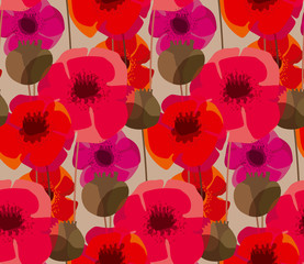 Acrylglasbilder Mohnblumenmuster Natürliche Mohnblumenwiese im Shabby Stil  © galyna_p