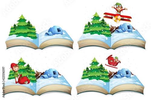 Winter landscape open book