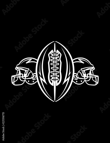 American Football Helmets and Ball Background Illustration