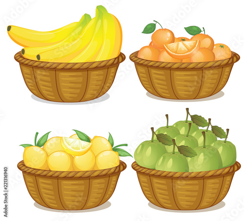 Fotografie A set of fruit in basket