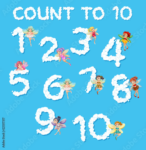 Cute fairy and cloud number