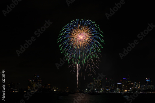 Fireworks at Pattaya Beach, Chonburi, Thailand
