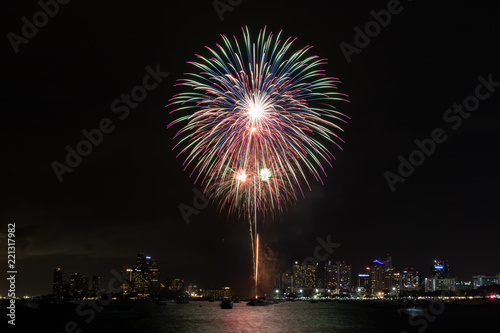 Fireworks at  Pattaya Beach, Chonburi, Thailand © Krit