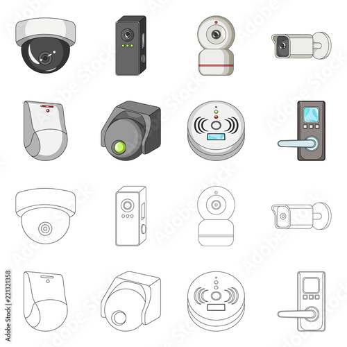 Isolated object of cctv and camera symbol. Set of cctv and system stock vector illustration.