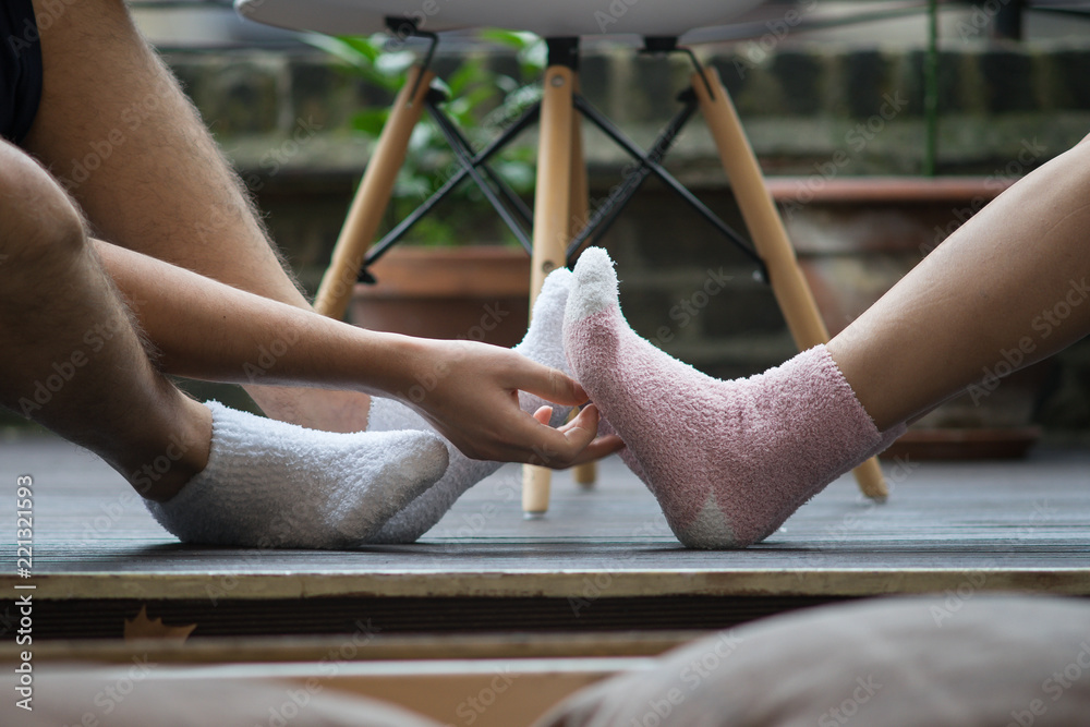 Feet and socks - tickle tickle Stock Photo