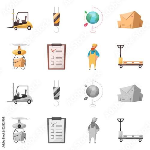 Vector illustration of goods and cargo icon. Set of goods and warehouse stock symbol for web.