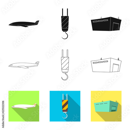 Vector design of goods and cargo sign. Set of goods and warehouse stock symbol for web.