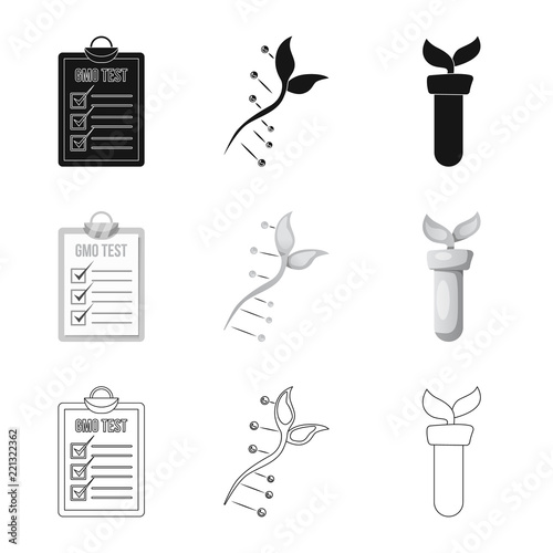 Isolated object of genetic and plant sign. Collection of genetic and biotechnology vector icon for stock.