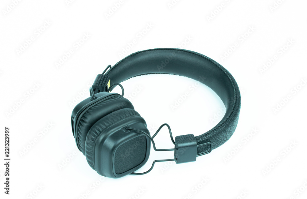 black classic headphone on white background black classic headphone on white background
