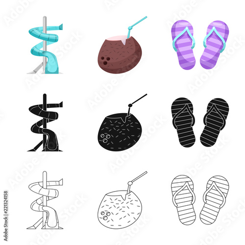 Vector design of pool and swimming sign. Collection of pool and activity stock symbol for web.