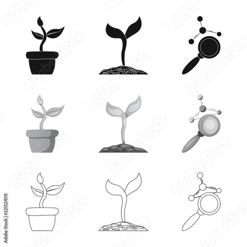 Vector design of genetic and plant symbol. Collection of genetic and biotechnology stock symbol for web.